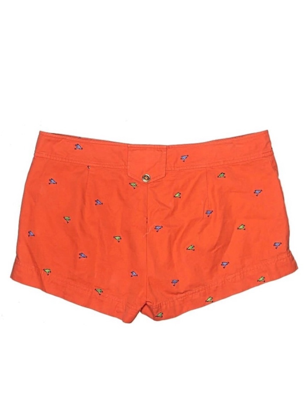 Lilly Pulitzer Orange Embroidered Colorful Frogs Shorts